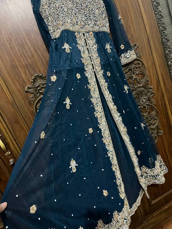 blue open macxi with lehnga 3