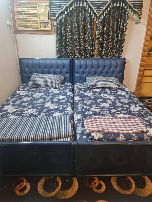 Single Bed Pink/Blue Color With Side Table 1