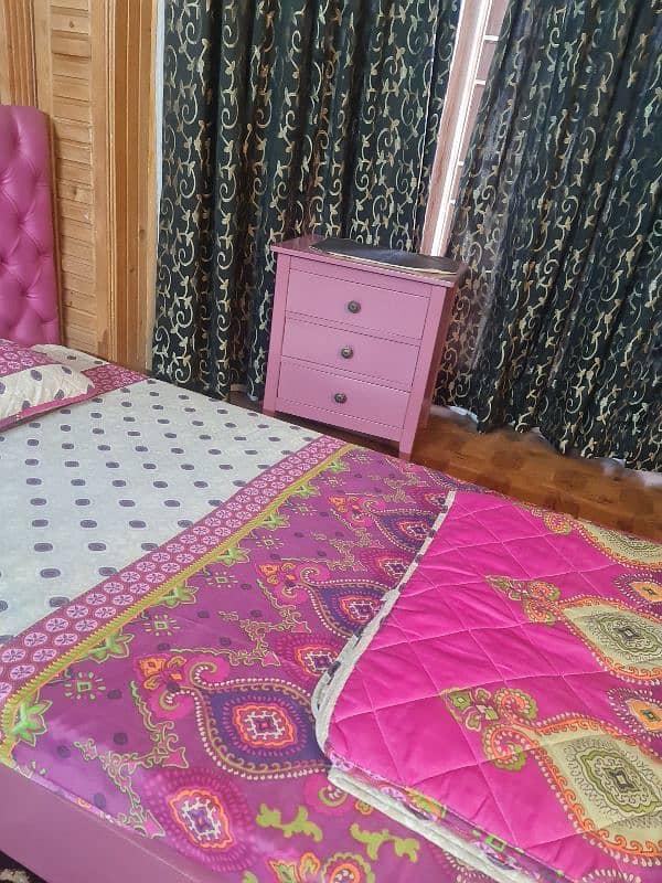 Single Bed Pink/Blue Color With Side Table 2