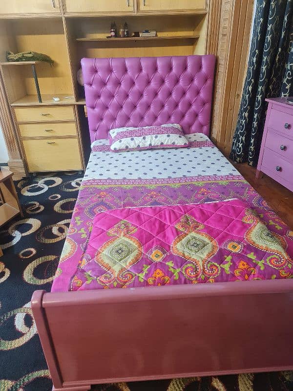 Single Bed Pink/Blue Color With Side Table 5