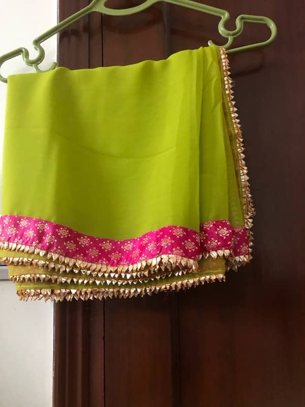 3 piece chiffon suit with banarsi trouser. 2