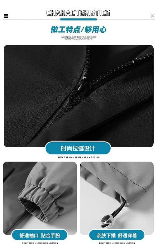 imported breathable zipper hooded unsex jacket white 3