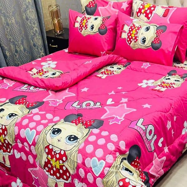 Luxurious 6pcs Double Bed Cotton Printed Razai set 4