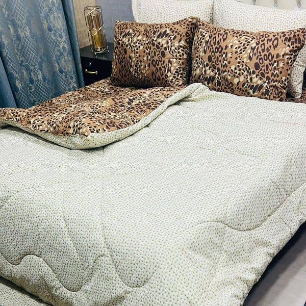 Luxurious 6pcs Double Bed Cotton Printed Razai set 5