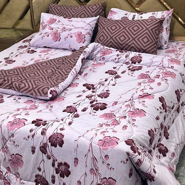 Stylish Cotton Printed Razai Set 6 Pcs for Double Bed 0