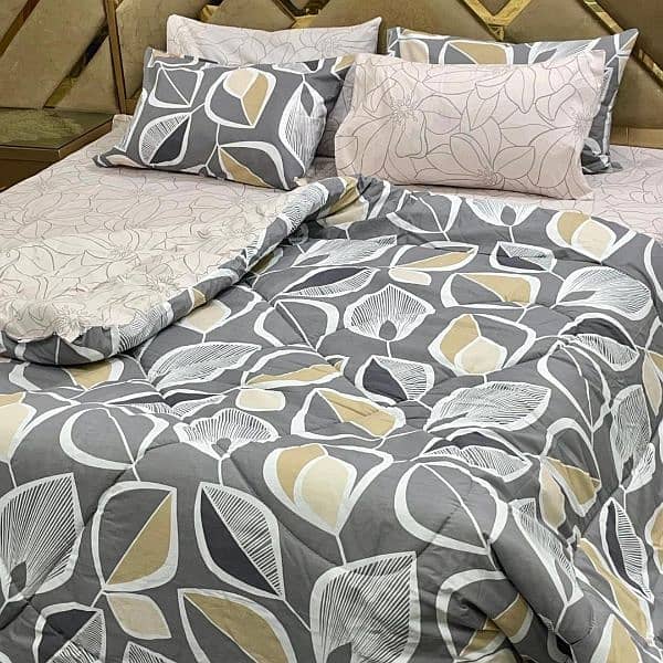 Stylish Cotton Printed Razai Set 6 Pcs for Double Bed 17