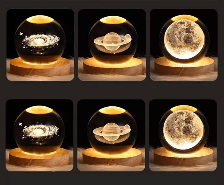 Crystal Ball Night Lights Glowing Planet Saturn 3D laser engraved 2