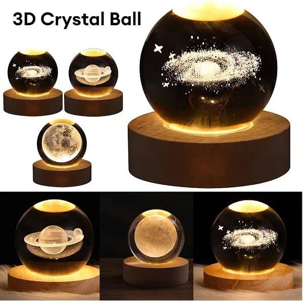 Crystal Ball Night Lights Glowing Planet Saturn 3D laser engraved 7