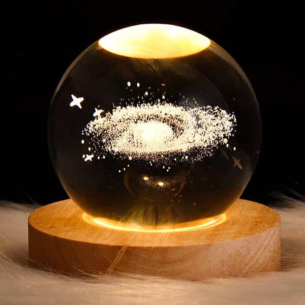 Crystal Ball Night Lights Glowing Planet Saturn 3D laser engraved 9