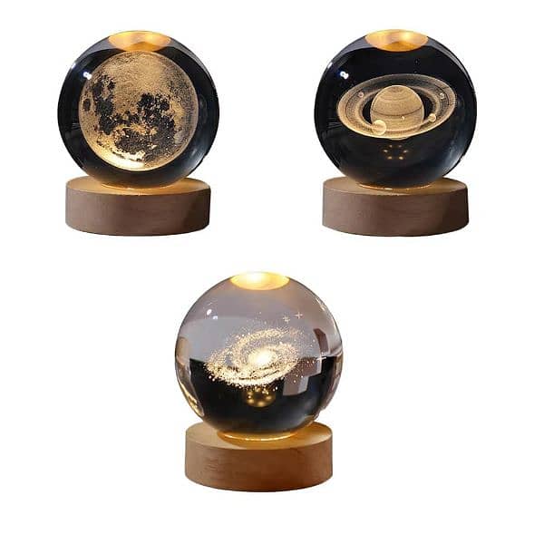 Crystal Ball Night Lights Glowing Planet Saturn 3D laser engraved 10