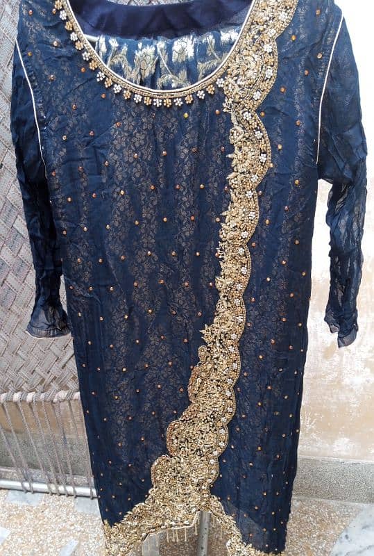 Blue colour frock with shrara and dupata 0