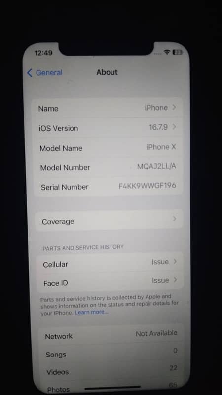 IPHONE X NON PTA (64)GB 10