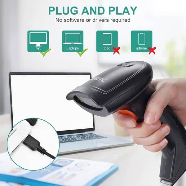 JRHC 1D USB Laser Barcode Handheld Scanner 2