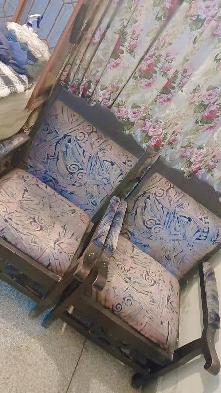 old sofa set 3 seater + 2 single seater for sale 1