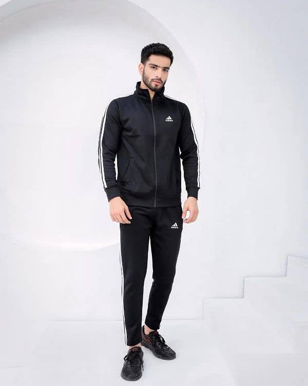 Men Fleece Zipper Tracksuit Black 0