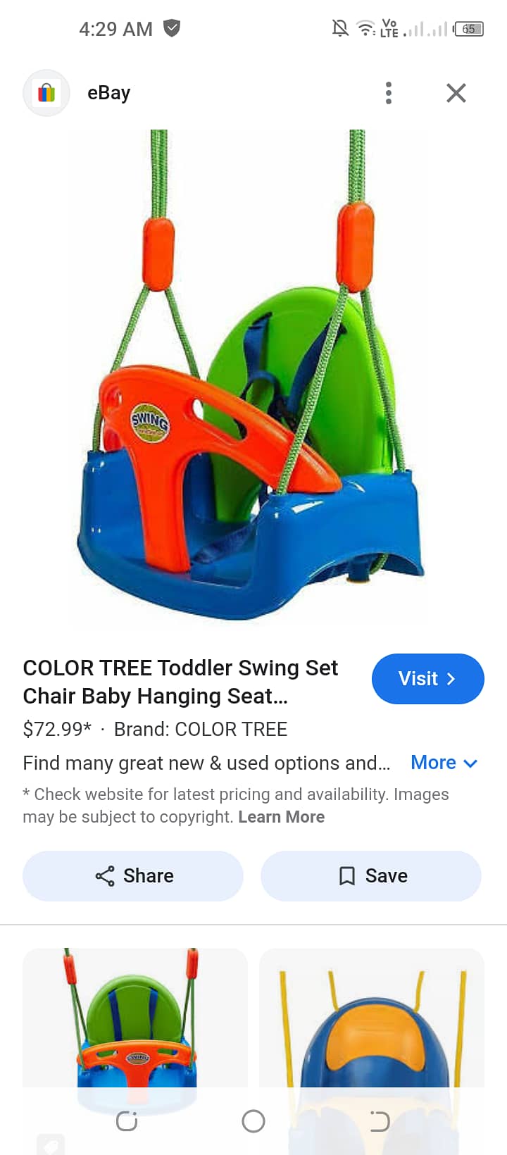 COLOR TREE Kids Swing Chair Imported Branded 1