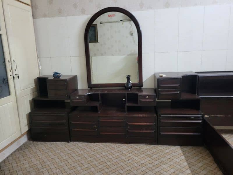 solid wooden bed set in good condition 1