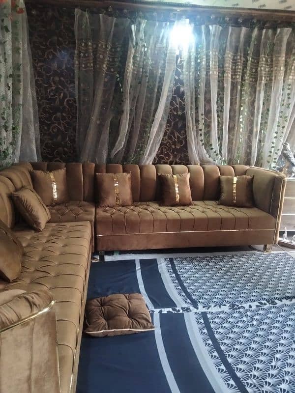 7 Seater Velvet Corner Sofa Set For Sale 1