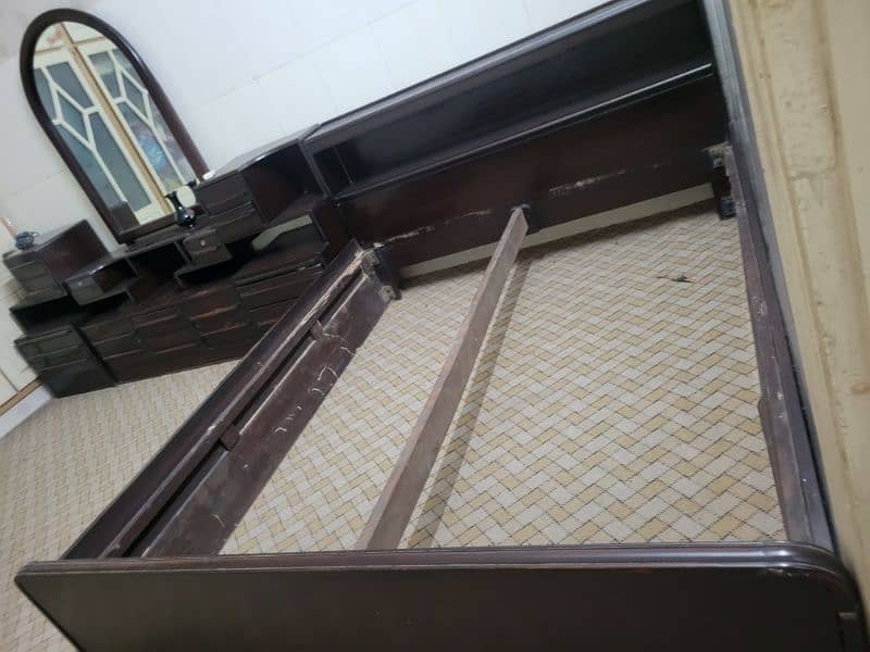 solid wooden bed set in good condition 2