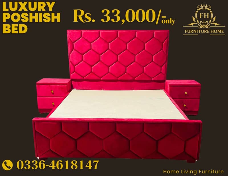 King Size Double Bed / Poshish bed / bedset / wooden bedset / Luxury B 0