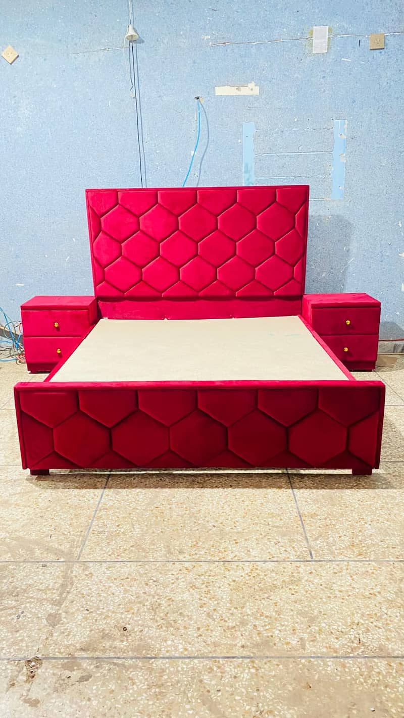 King Size Double Bed / Poshish bed / bedset / wooden bedset / Luxury B 1