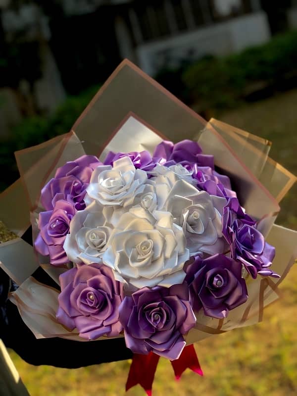 handmade ribbon flower bouquet 4