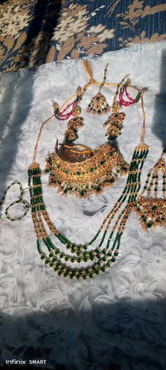 Artificial Bridal Jewelry set (Green & Golden)