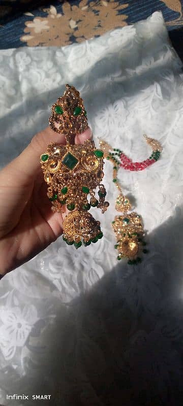 Artificial Bridal Jewelry set (Green & Golden) 4