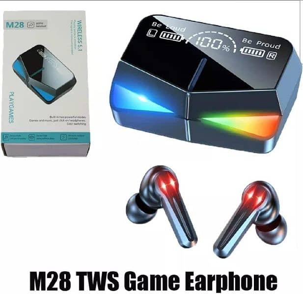 M28 Gaming TWS Earbuds With Long Battery Life and Built. In Microphone 0