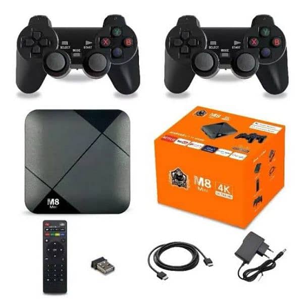 M8 64gb 4k With Takken 3 & 20000+ Games & 2 Game Controllers, X2 plus 5