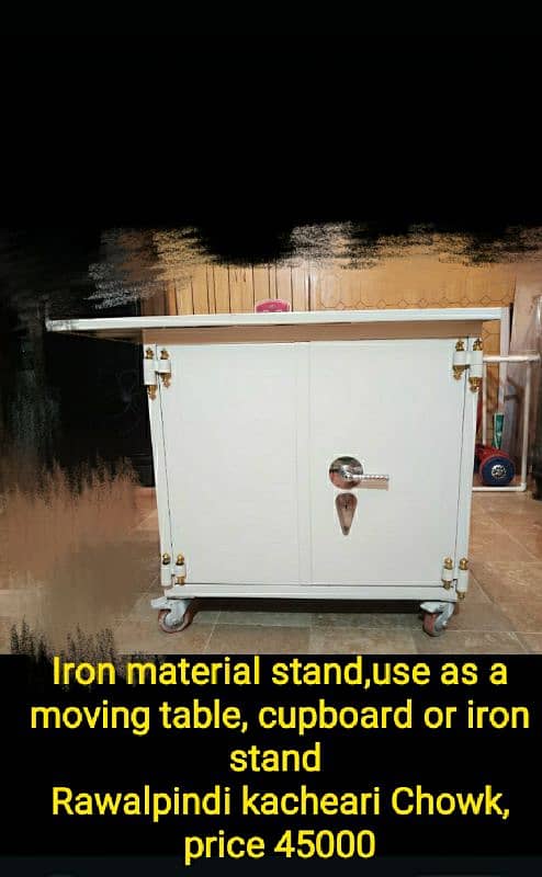 Iron material,4 wheeler,,use as table or iron stand 4