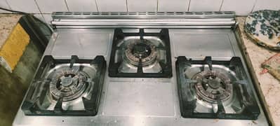 nas gas cooking range 3 burners full size