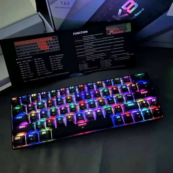 TMKB T63 RGB WiRELESS MECHANiCAL GAMiNG KEYBOARD BLACK 60% 1