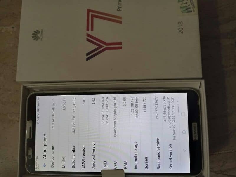 Huawei y7 prime 2018 10/10 2