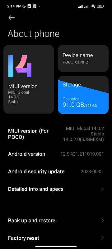 Poco x3 nfc 6+2 138 with box or original chrgr 9