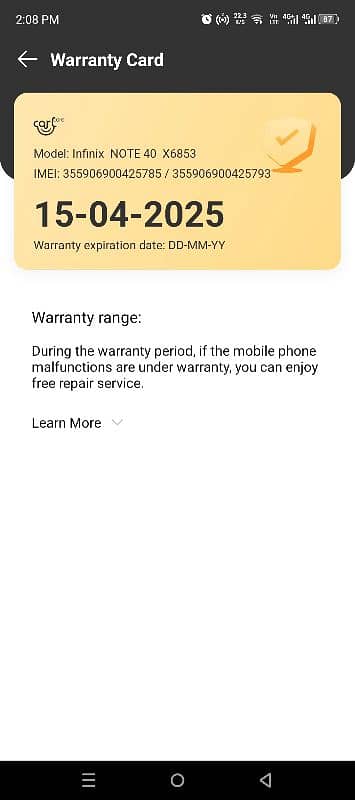 infinix not 40 ( warranty ) 10