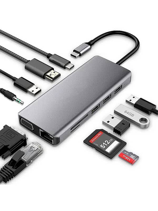 11 in 1 Multiport Type C to USB C 4K HDMI Adapter USB HUB 0