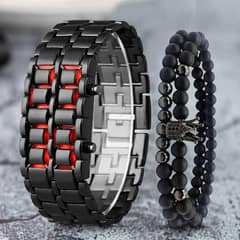 LED Stainless Steel Watch + Bracelet