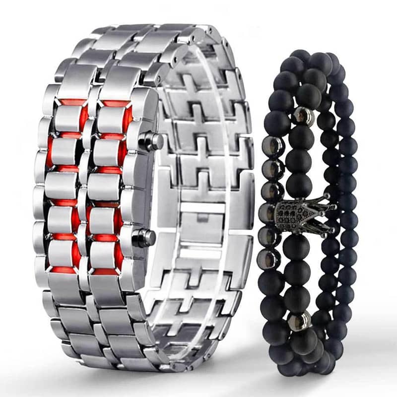 LED Stainless Steel Watch + Bracelet 1