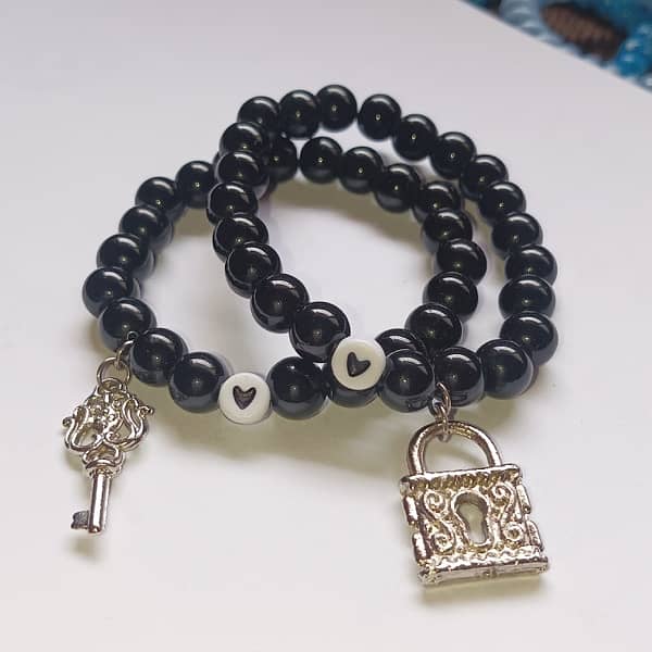 Best Couples Bracelet 2 pc pack with Lock And key Stylish Charm 3