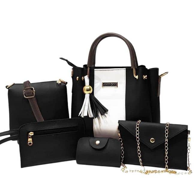 5 Pcs Women's Leather Hand Bag Set 0