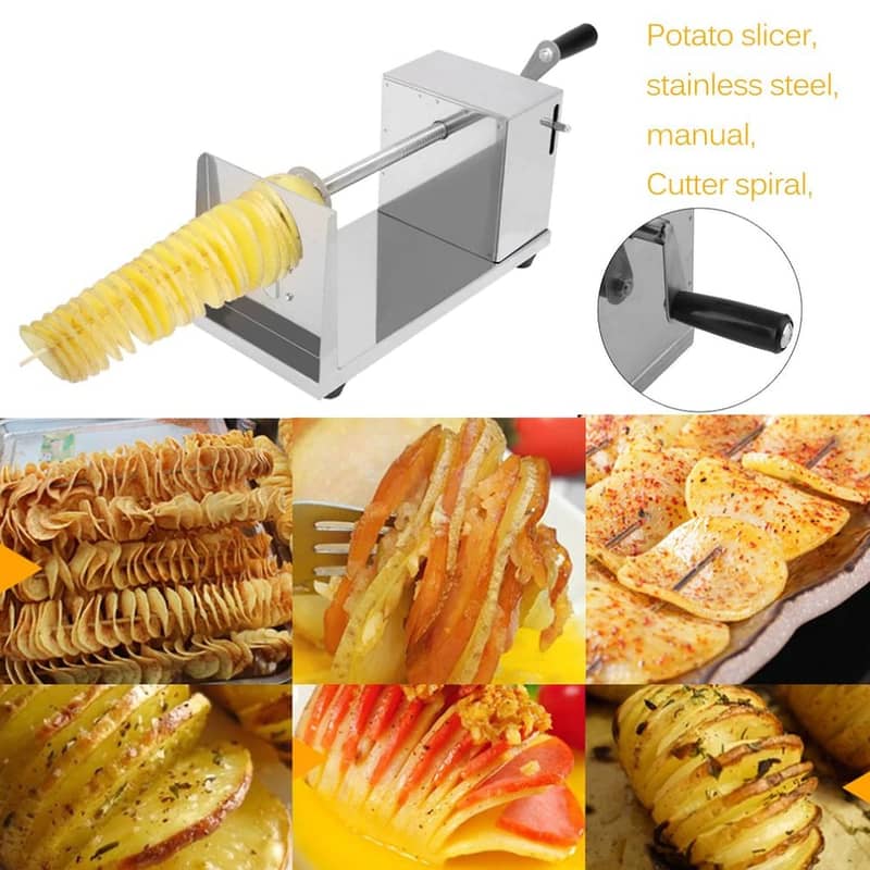 Commercial Spiral Potato Cutter Steel Machine آلو اسپائرل سلائسر 1