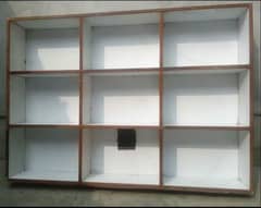 wooden shelves