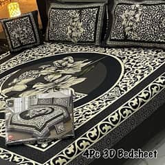 4Pc 3D Panel BEDSHEET CRYSTAL COTTON