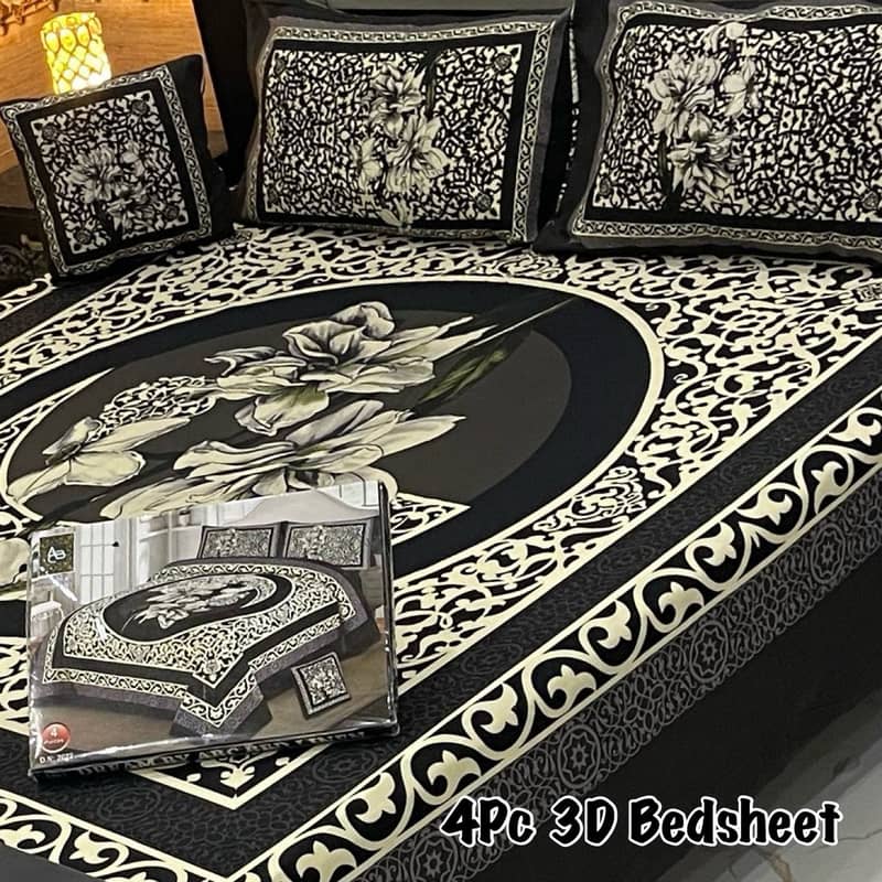 4Pc 3D Panel BEDSHEET CRYSTAL COTTON 0