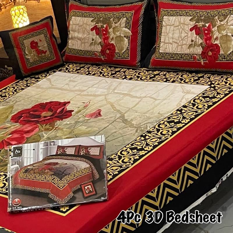 4Pc 3D Panel BEDSHEET CRYSTAL COTTON 2