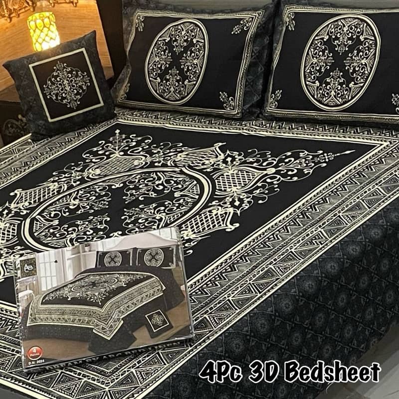 4Pc 3D Panel BEDSHEET CRYSTAL COTTON 6