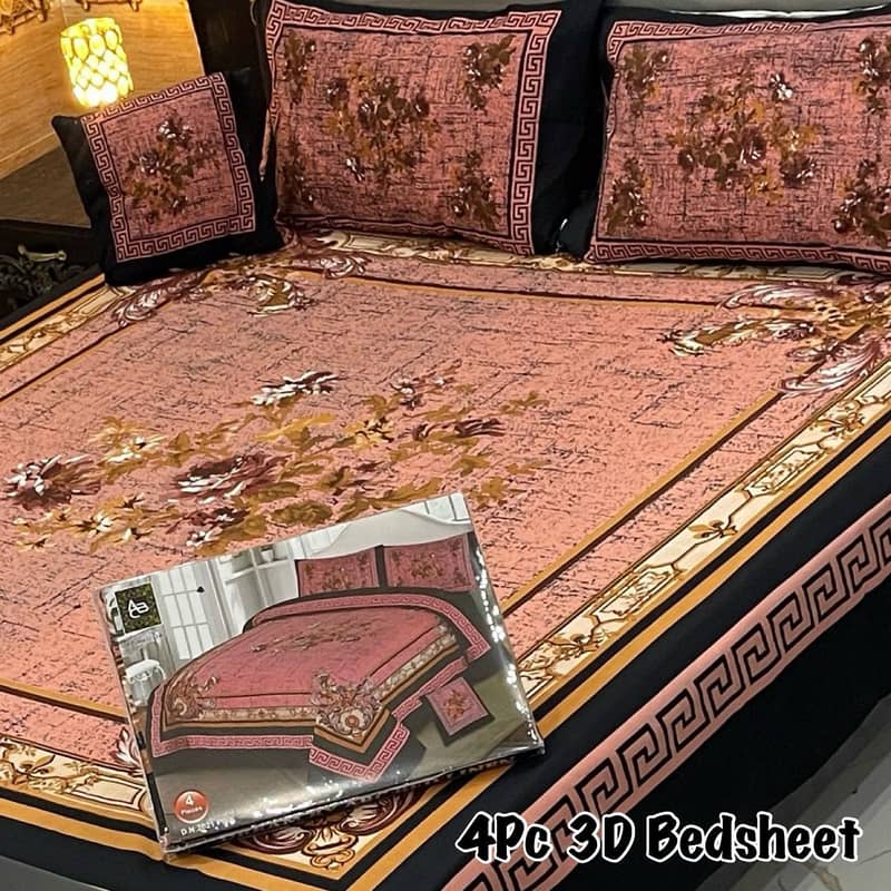 4Pc 3D Panel BEDSHEET CRYSTAL COTTON 8