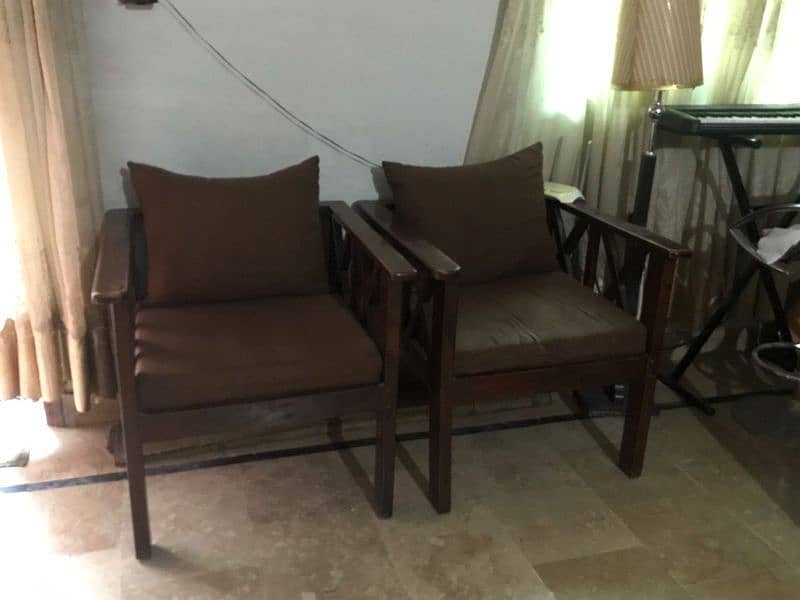 7 Seater Wooden Soofas Set 3