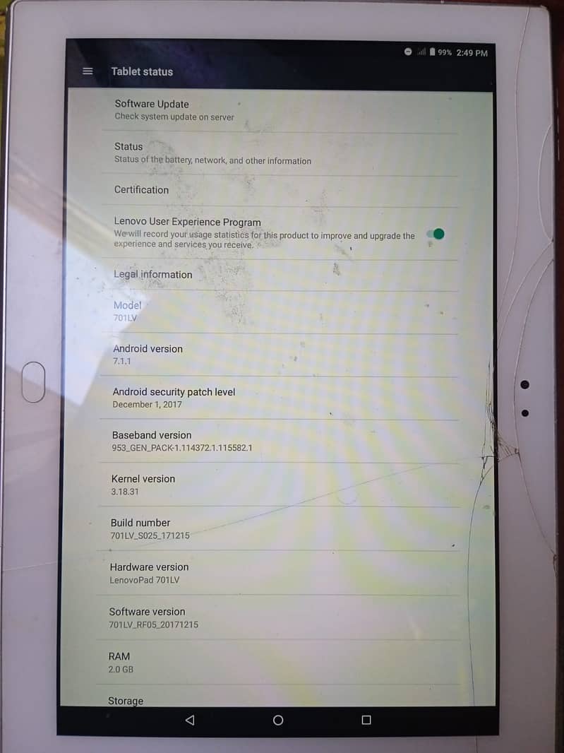 Lenovo Tablet (701LV) Full Size screen 2